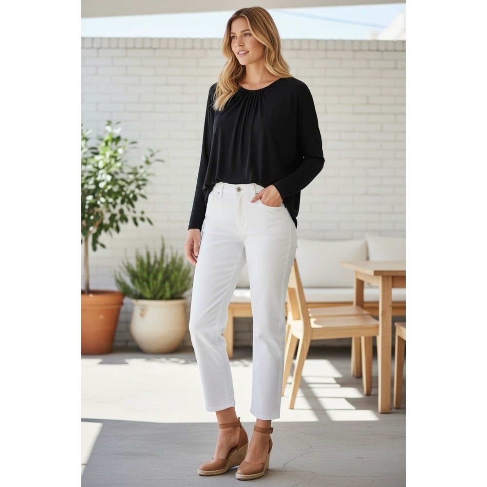 Maeve Anthropologie Black Ruched Draped V-Neck Long Sleeve Blouse S/M Minimalist